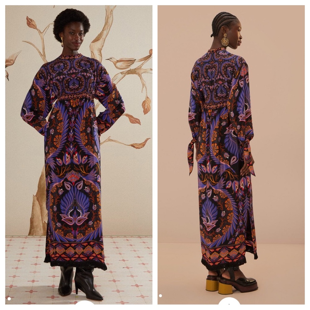 ♥️ Farm Rio Black Heart Forest Maxi Dress